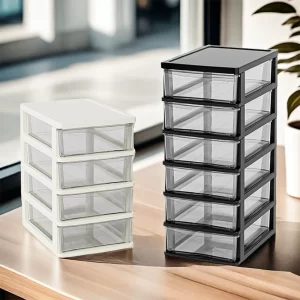 2–6 Layer Desktop Storage Box – Plastic Drawer Organizer