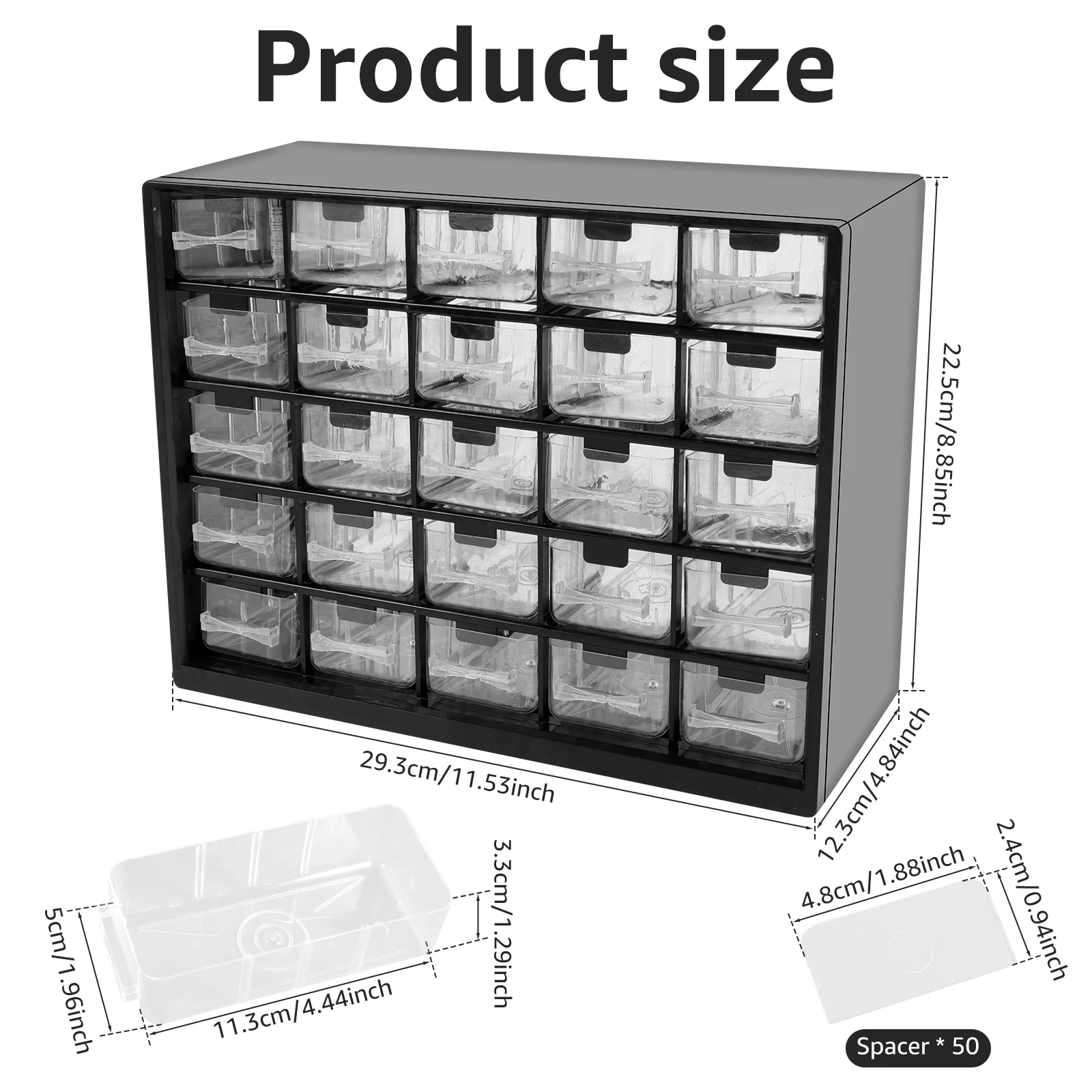 25-Drawer Plastic Storage Cabinet – Removable Dividers - Image 2