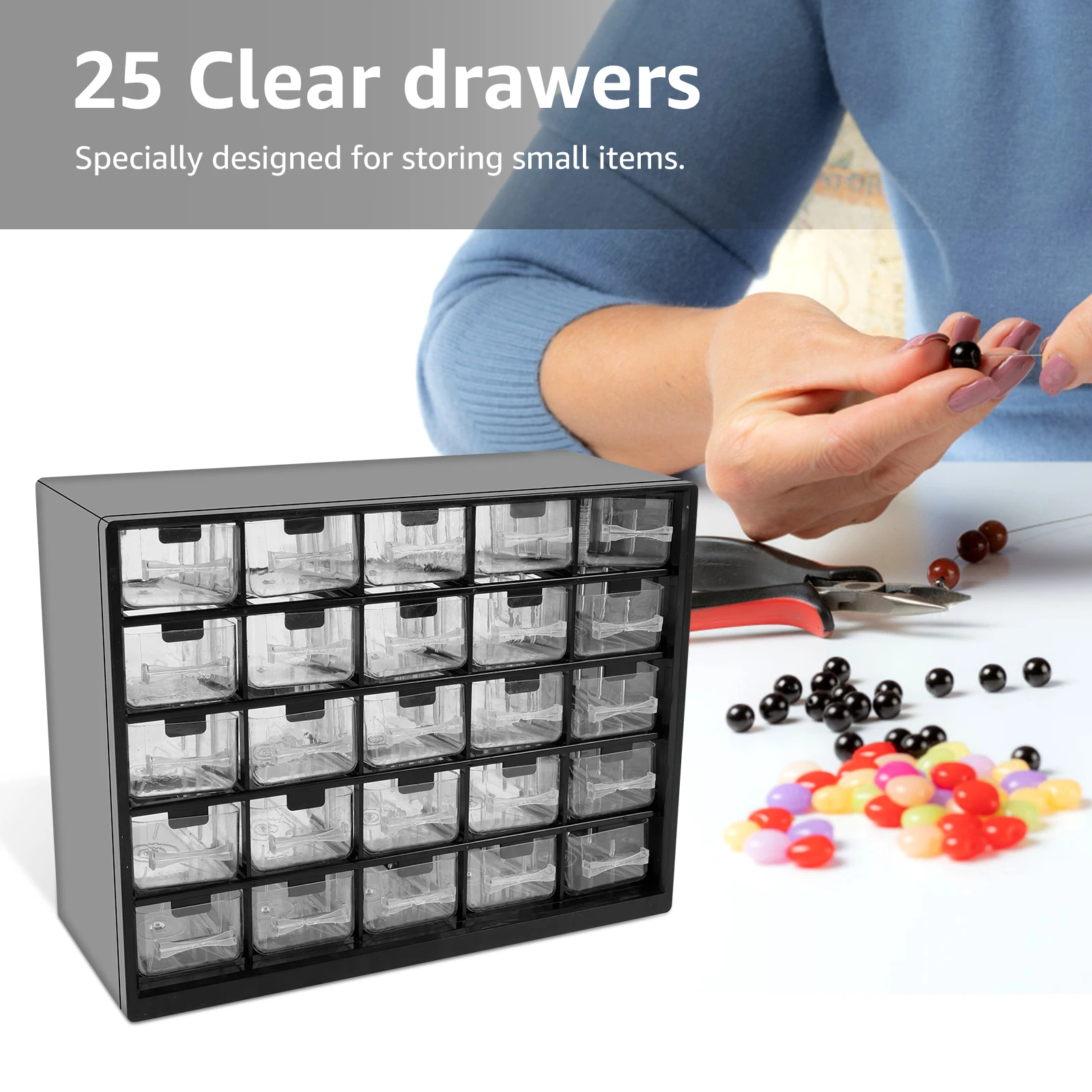 25-Drawer Plastic Storage Cabinet – Removable Dividers - Image 4