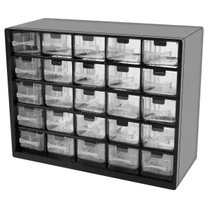 25-Drawer Plastic Storage Cabinet – Removable Dividers