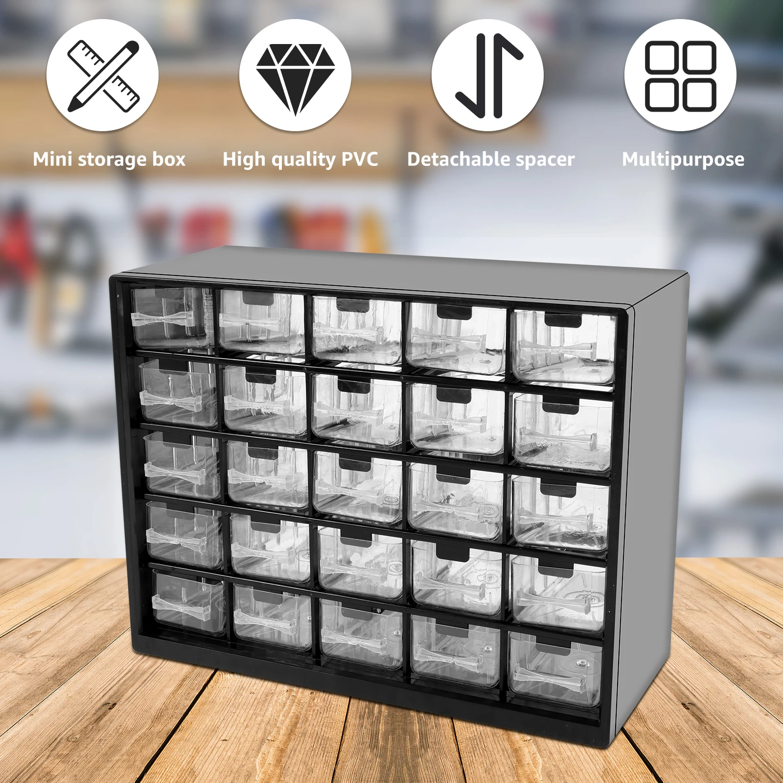 25-Drawer Plastic Storage Cabinet – Removable Dividers - Image 5