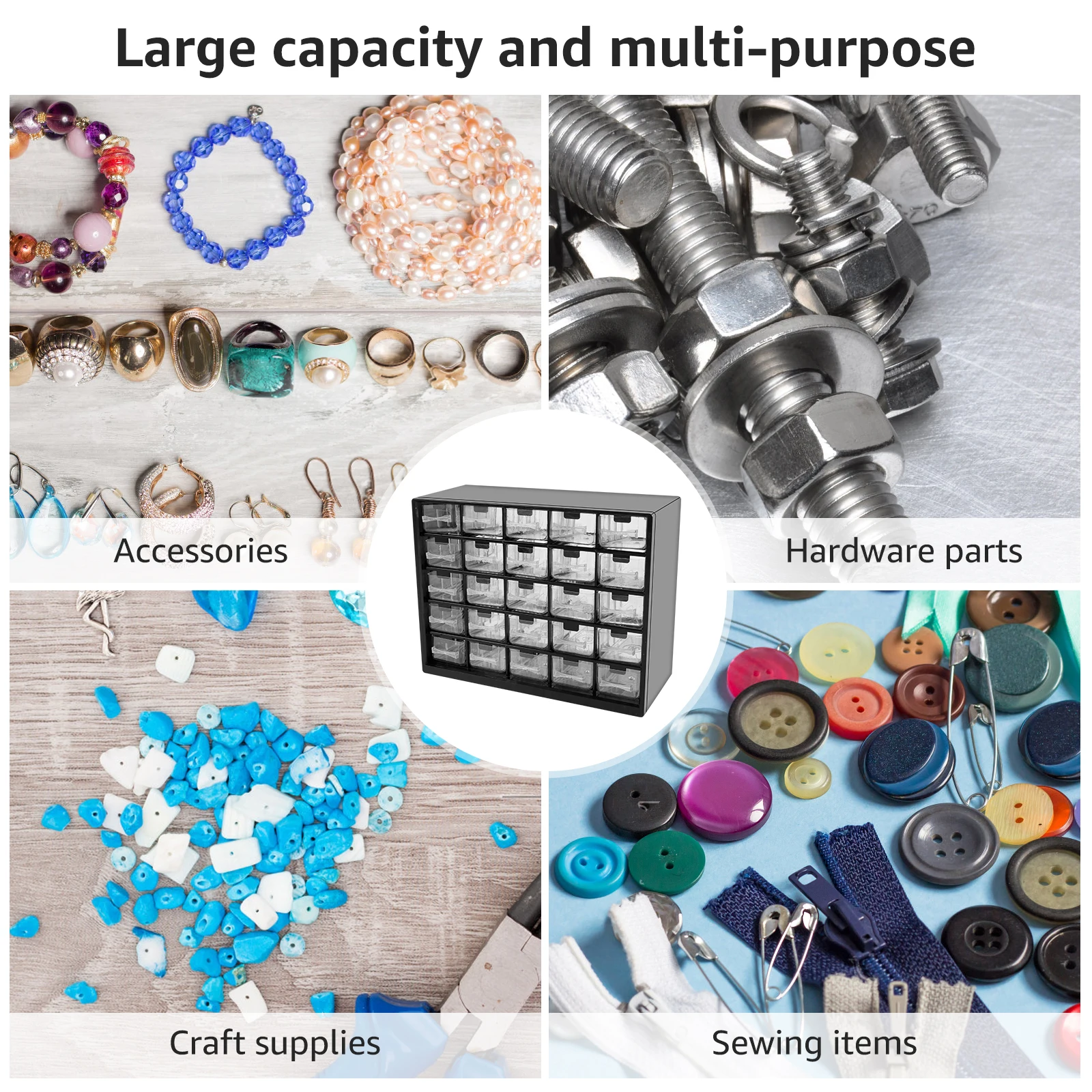 25-Drawer Plastic Storage Cabinet – Removable Dividers - Image 6