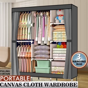 71" Portable Closet Wardrobe with Shelf – Gray