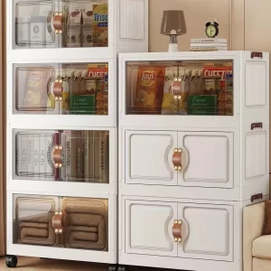 Foldable Wall Storage Cabinet, White/Gray