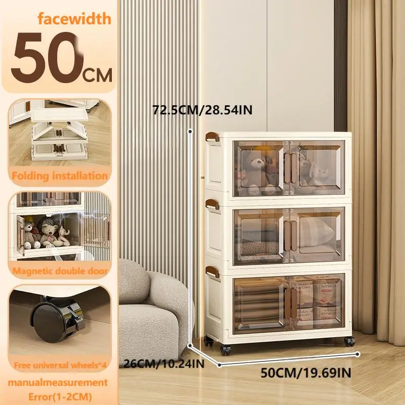 Folding Storage Wardrobe – Magnetic Door, Wheels, Stackable - Image 4