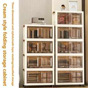 Folding Storage Wardrobe – Magnetic Door, Wheels, Stackable