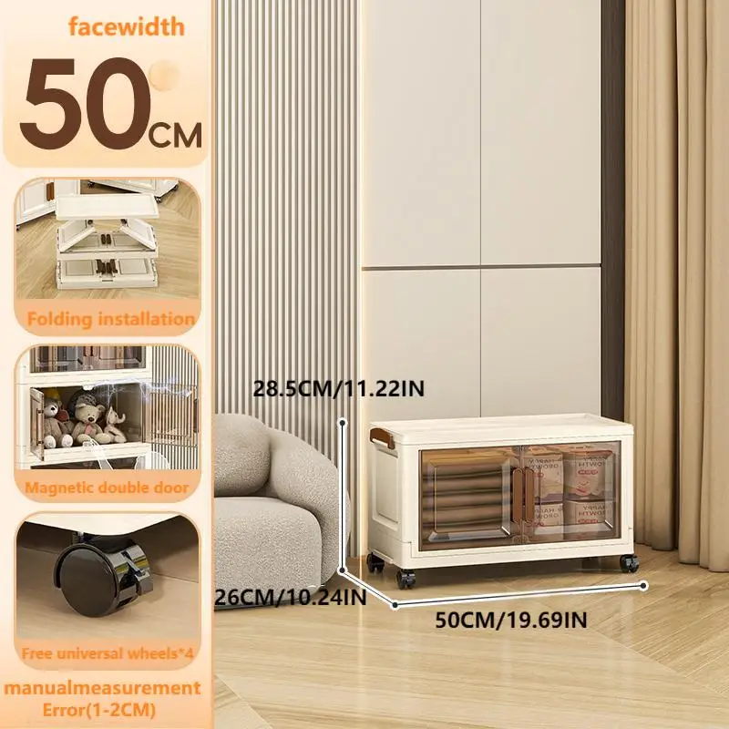 Folding Storage Wardrobe – Magnetic Door, Wheels, Stackable - Image 5