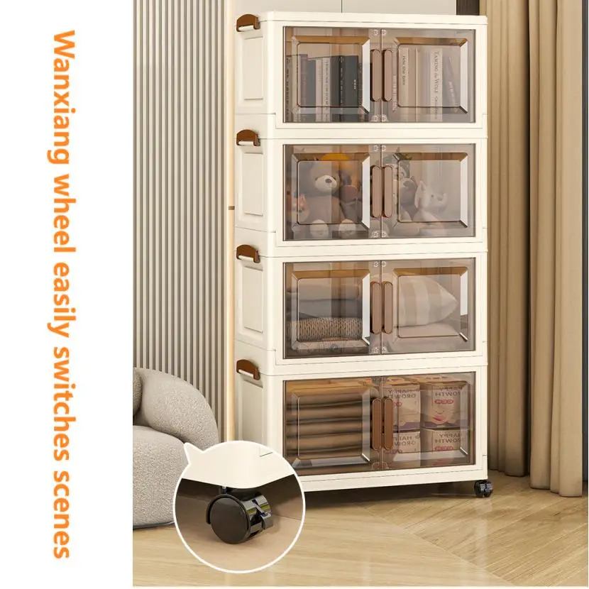 Folding Storage Wardrobe – Magnetic Door, Wheels, Stackable - Image 6