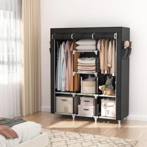 Portable Wardrobe – 6 Shelves, Hanging Sections